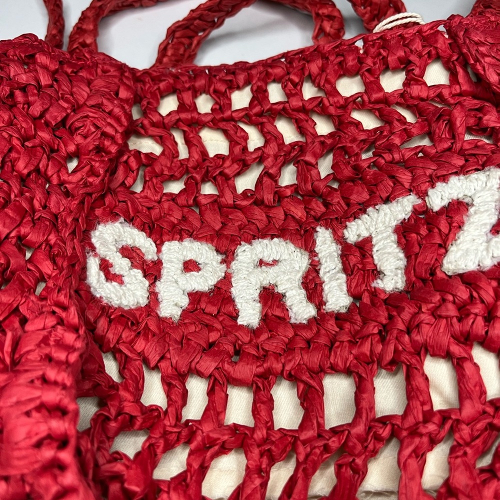 Universal Thread “SPRITZ” Red Crochet Raffia Shoulder Bag With Handles - Picture 12 of 12